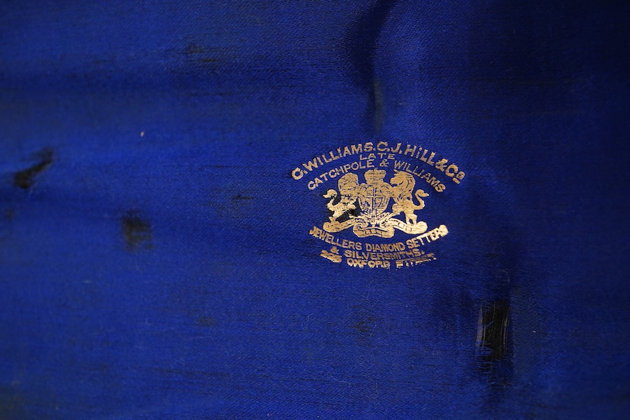 A cased pair of Victorian silver fish servers, with beaded handles, Martin, Hall & Co, Sheffield, 1871, knife 28.7cm.